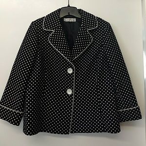 Tahari Womens 16 Black Tan Blazer Jacket